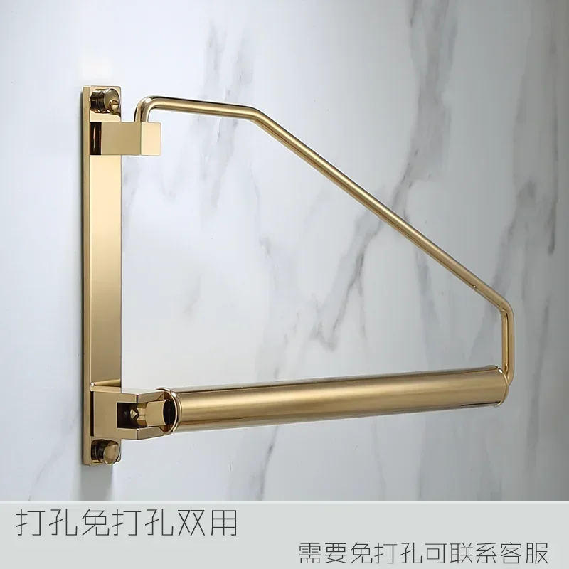 Copper Golden Clothes Hanger Nordic Instagram Style Light Luxury Invisible Folding Rotating Clothesline Pole Towel Rack