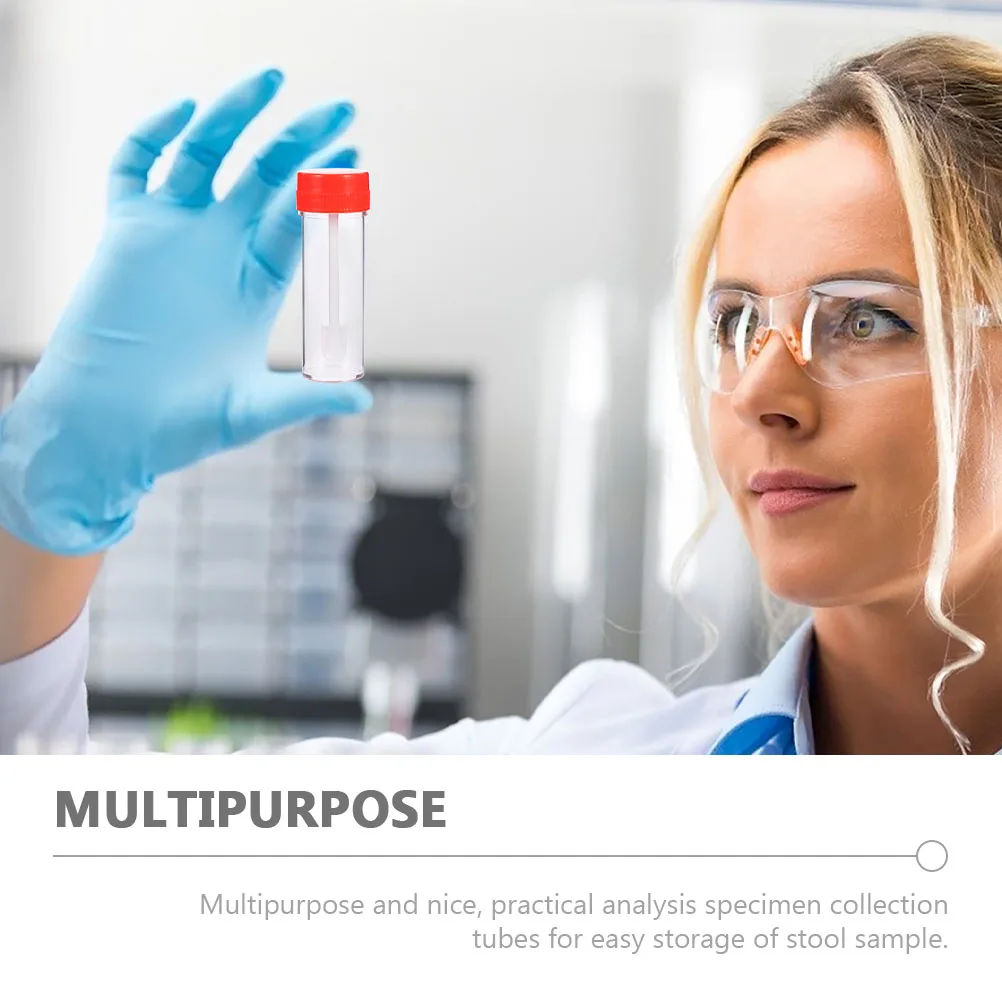 

12 Pcs Sampling Tube Tubes Plastic Sample Stool Specimen Container with Lids Test Single Use Testing