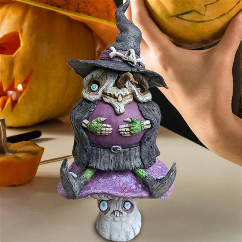 

【Flash Deal】Witch Statue Horrorwitch Garden Witch Riding Mushroomstatue Witch Sculpture Ornaments