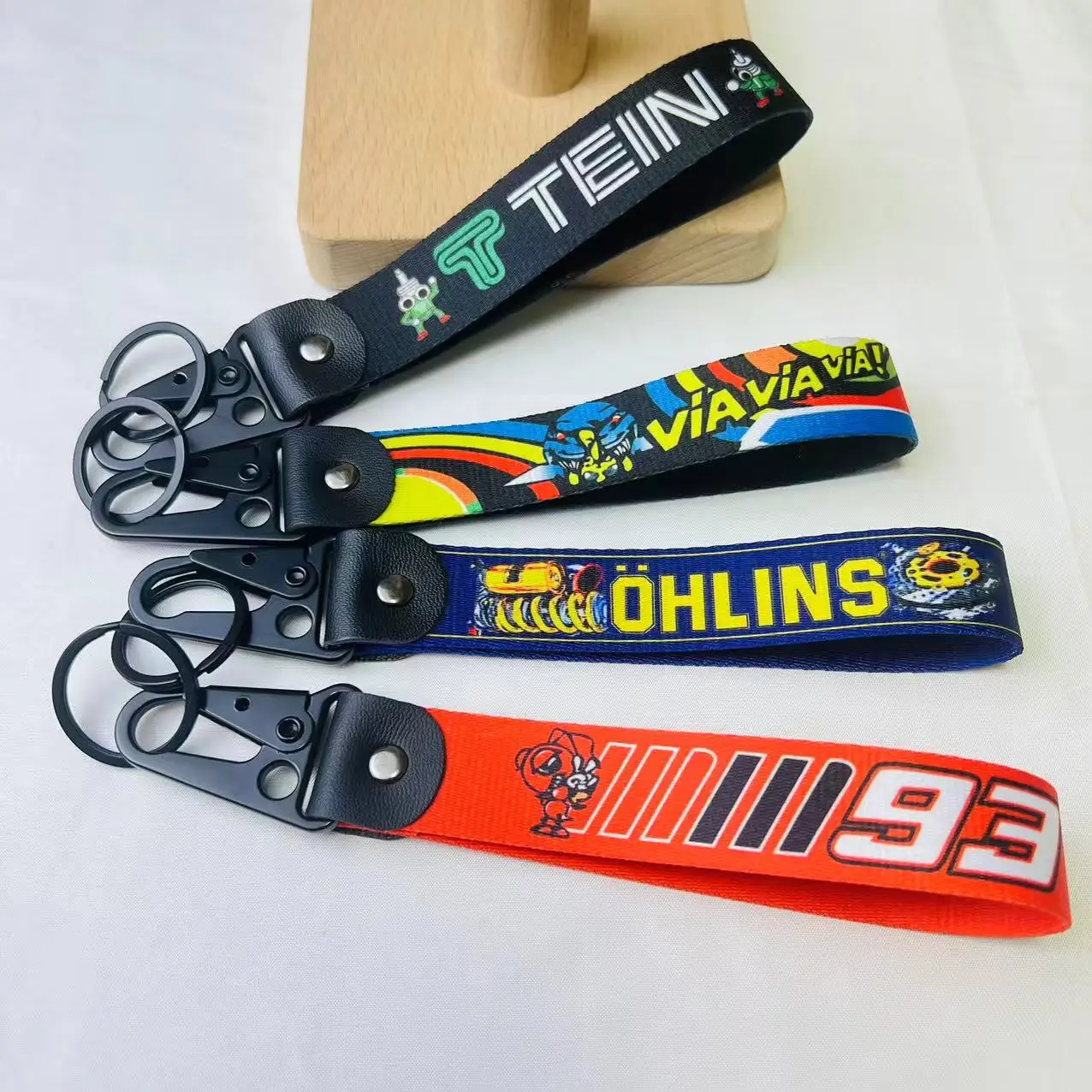 Motorcycle Keychain Racing Bike Keyring Nylon Lanyard Cool Key Tag For Yoshimura REPSOL OHLINS TEIN 93 POLICE Moto Accessories