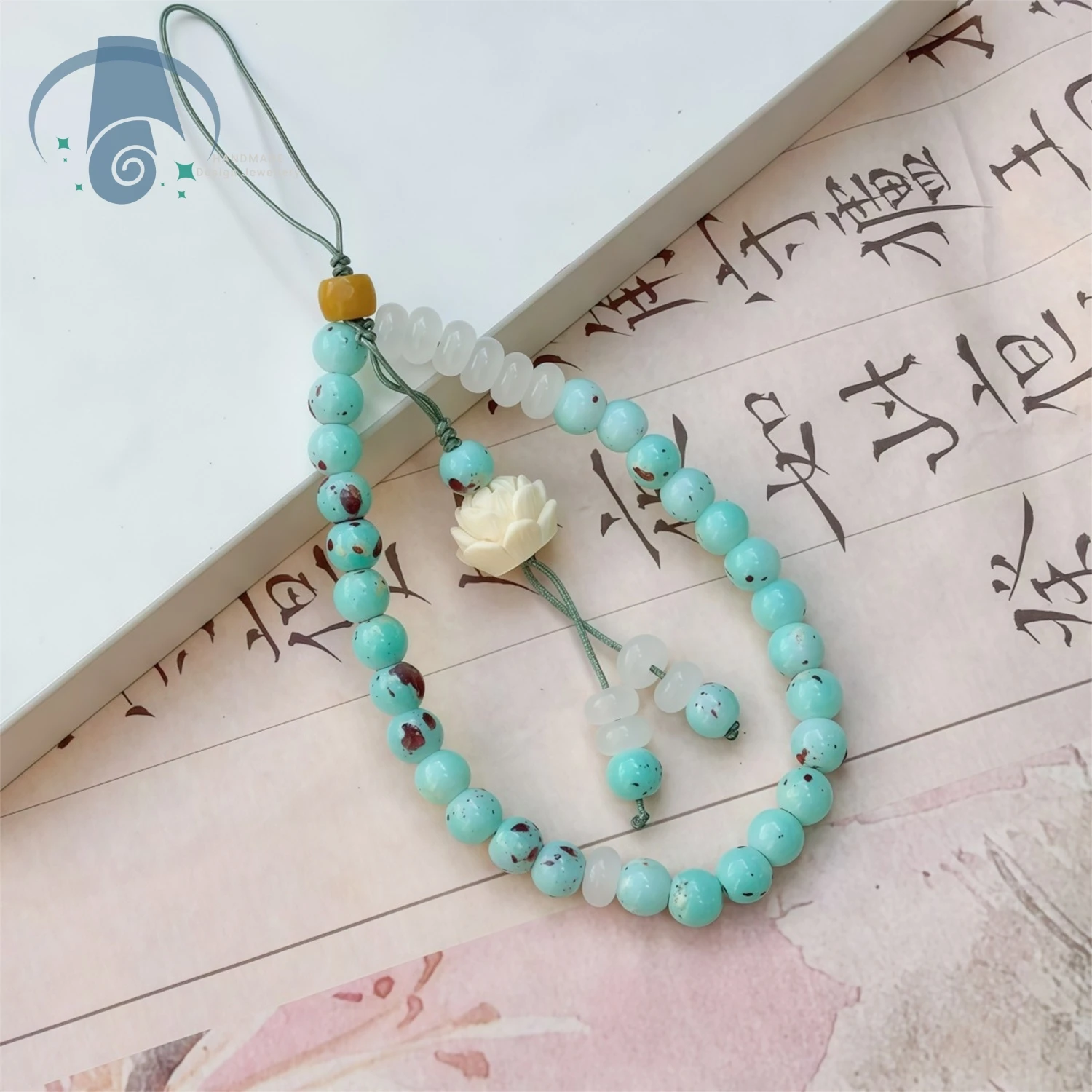 USB Drive Pendant Wooden Lotus Bodhi Keychain Phone Strap Bag Charm DIY Craft for Women Spiritual Meditation Yoga Gift