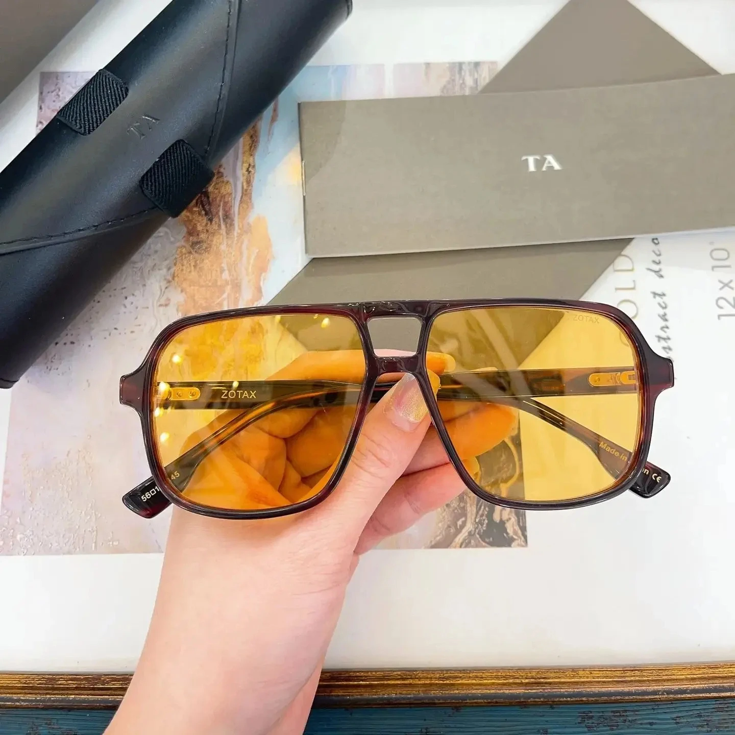 

Authentic For DIYTA DT ZOTAX DTX718-A UV400 Yellow Lenses Men Women Sun Glasses Luxury Designer Male Couple Eyewear With Box