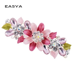 EASYA Fashion Exquisite Crystal Flower Hairpin Enamel Barrettes Girls Hair Accessories Headwear Jewelry For Women Girls