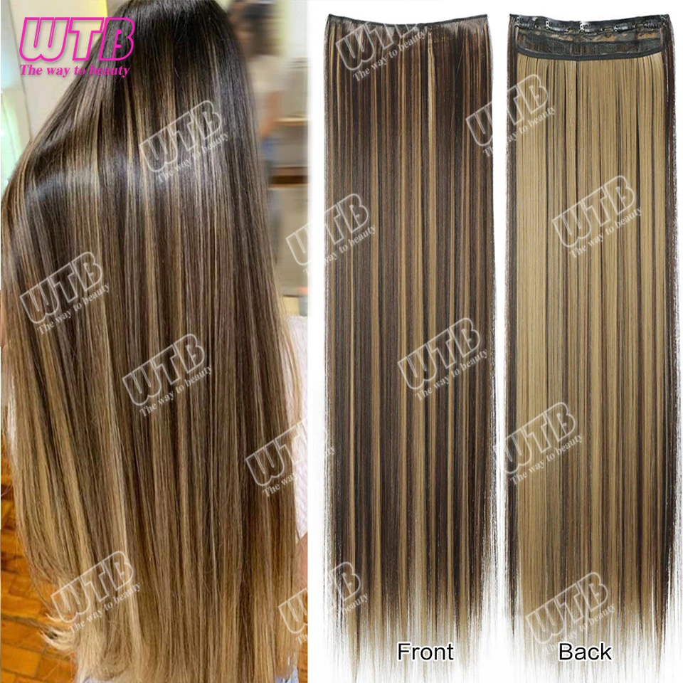 Extra Long Straight Synthetic 5 Clip Hair Extensions Ponytail Extension For Ladies Girls 20~40 Inches Clip In Extensions Hairpie