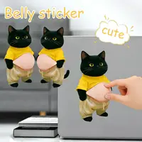 Cat Squeezes Belly Stickers,Car Door Anti Collision Protector Decorative Stickers, Dog 3D Cute Belly Stickers for Phone Laptops 2