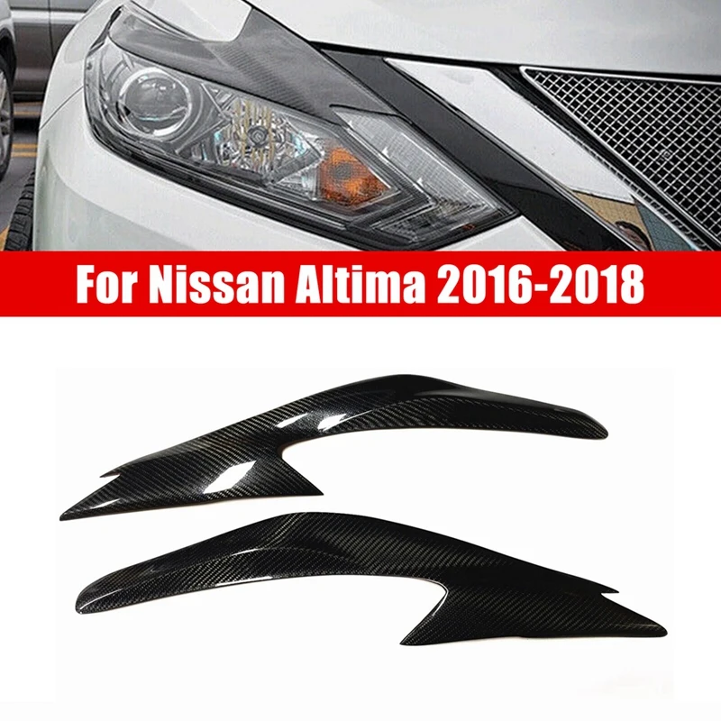 

Real Carbon Fiber Eyelids Eyebrows Lids Headlight Trim Cover For Nissan Altima 2016-2018 Replacement Accessories