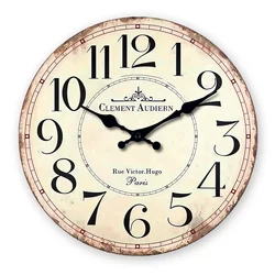 French Retro Style Wooden Wall Clock with the Pattern of