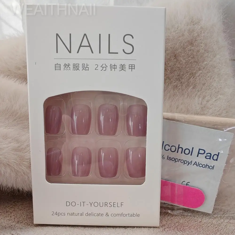 30 pezzi di unghie a pressione per occhi di gatto viola da donna, unghie finte, indossabili a forma quadrata e 1 set di kit per unghie in gelatina come regalo