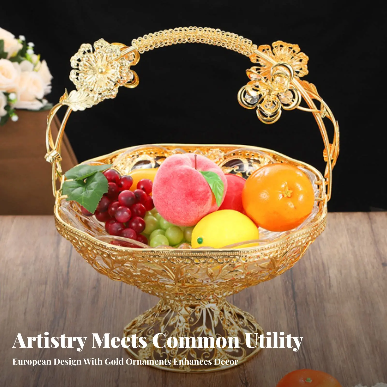 

Роскошная европейская фруктовница, ажурный резной поднос, элегантное украшение для гостиной, переносная тарелка для фруктов
