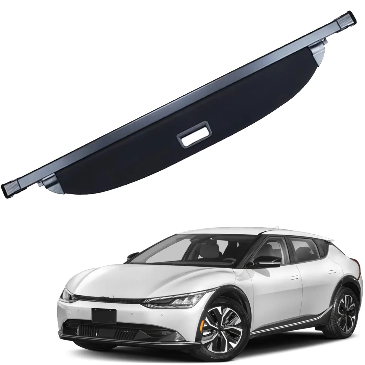 

For Kia EV6 2021 2022 2023 2024 2025 Car Retractable Cargo Cover Black Rear Trunk Shade Luggage Security Cover 1Set