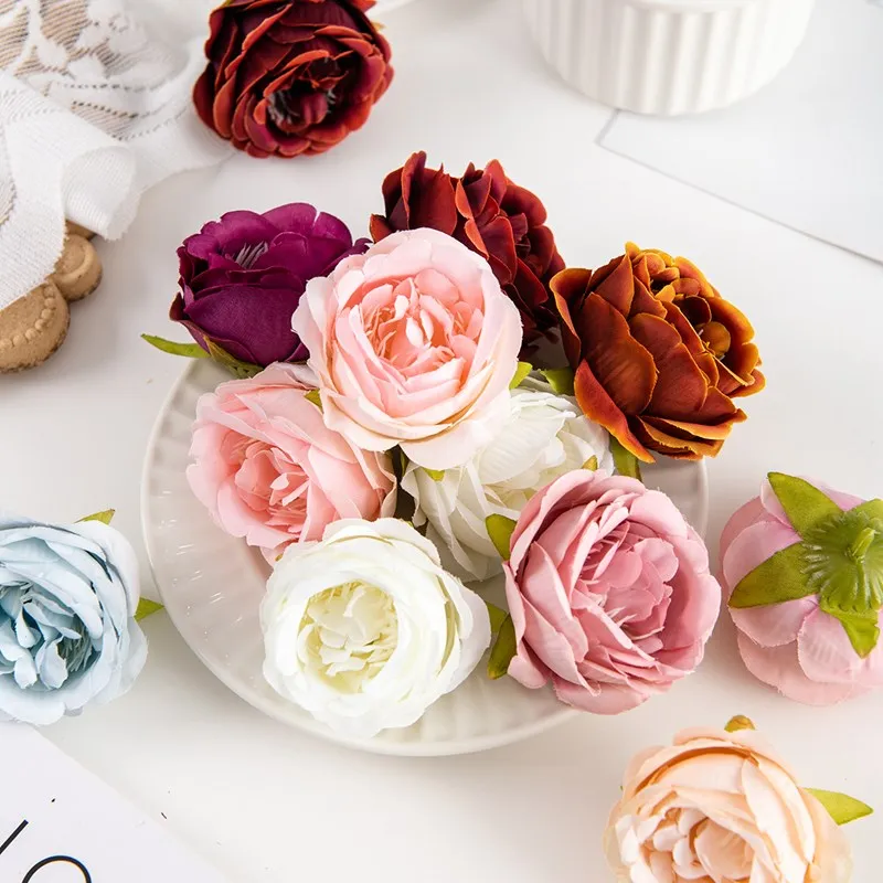 50/100 Stück Seiden-Kunstblumen Rosen für Heimdekoration, Vase, Garten, Hochzeit, Brautstrauß, DIY-Scrapbook-Zubehör – Detail 4