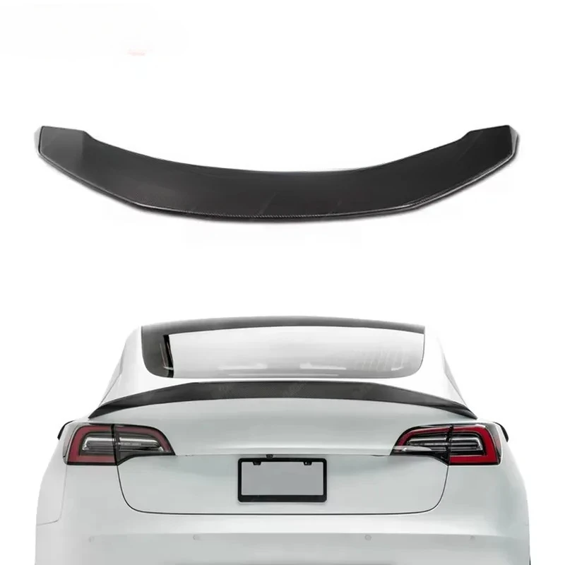 V-Style Rear Spoiler Real Dry Carbon Fiber for Model 3 Car Tuning Aerodynamic Body Kit