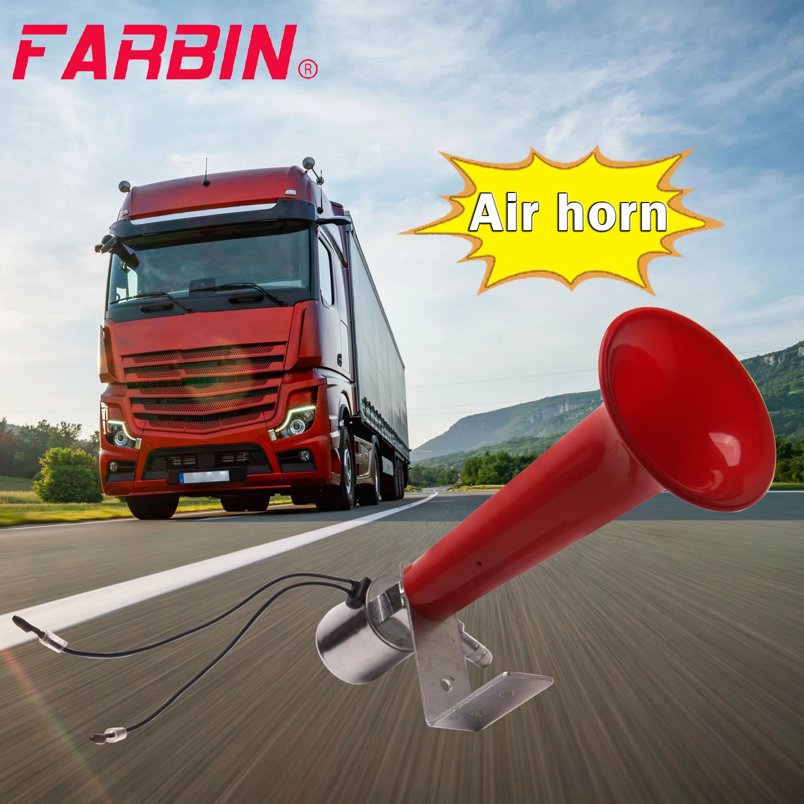 FARBIN 12/24V Wolf Whistle Air Horn Loud Car Air Horn Car Sound Signal Motorcycle Alarm Air Signal Horn Universal For Truck