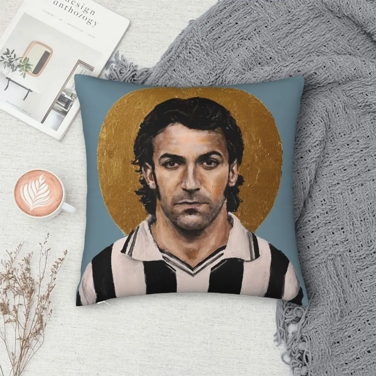 Alessandro Del Piero Square Pillowcase Polyester Linen Velvet Creative Zip Decor Home Cushion Cover
