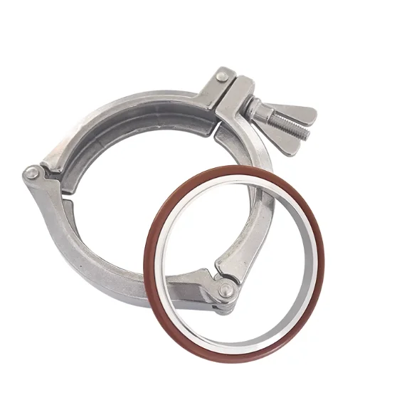 

Stainless Steel Vacuum Clamps Hinge Wing-Nut Clamps Pipe Fitting Triclamp Chain Tri-clamp Type with Centering Bracket & O-Ring
