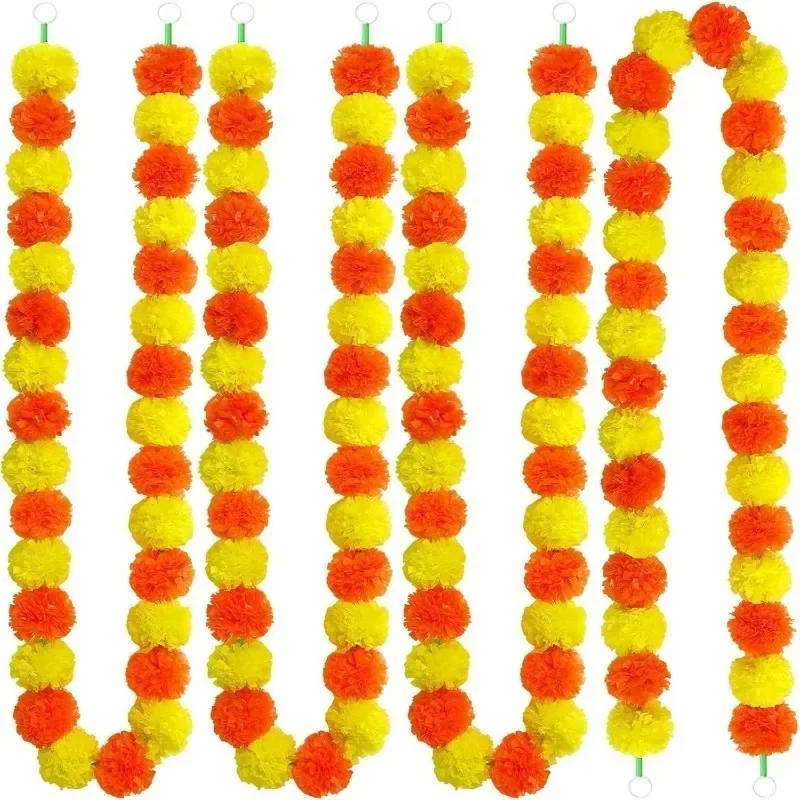 150cm Künstliche Ringelblumen-Girlande, Kunstblumen-Ketten für Halloween, Diwali, Hochzeit, Party, Innenräume, Esszimmer, Hängende Blumendekoration – Detail 9