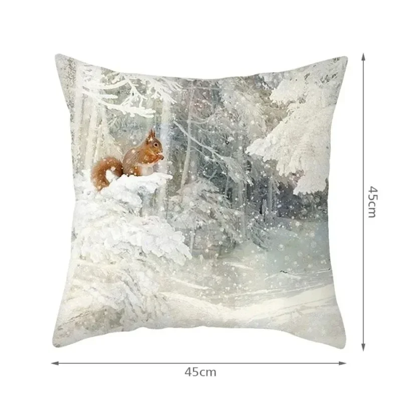 Christmas Pillow Case Home Decor Animal Deer Rabbit Pattern Printed Throw Pillow Covers Winter Cushion Cover Pillowcase