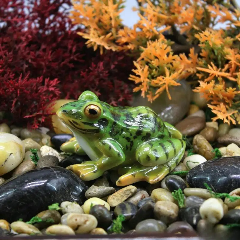 Resin Frog Ornament Lovely Mini Waterproof Statue Non-toxic for Aquarium Fish Tank Home Shelf Office Desk Decoration