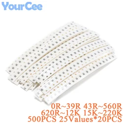 420pcs-500pcs 0603 SMD Resistor Kit 0-39R 43-560R 620R-12K 15K-220K 240K -5.1M Electronic Component Assorted  Resistance 5%