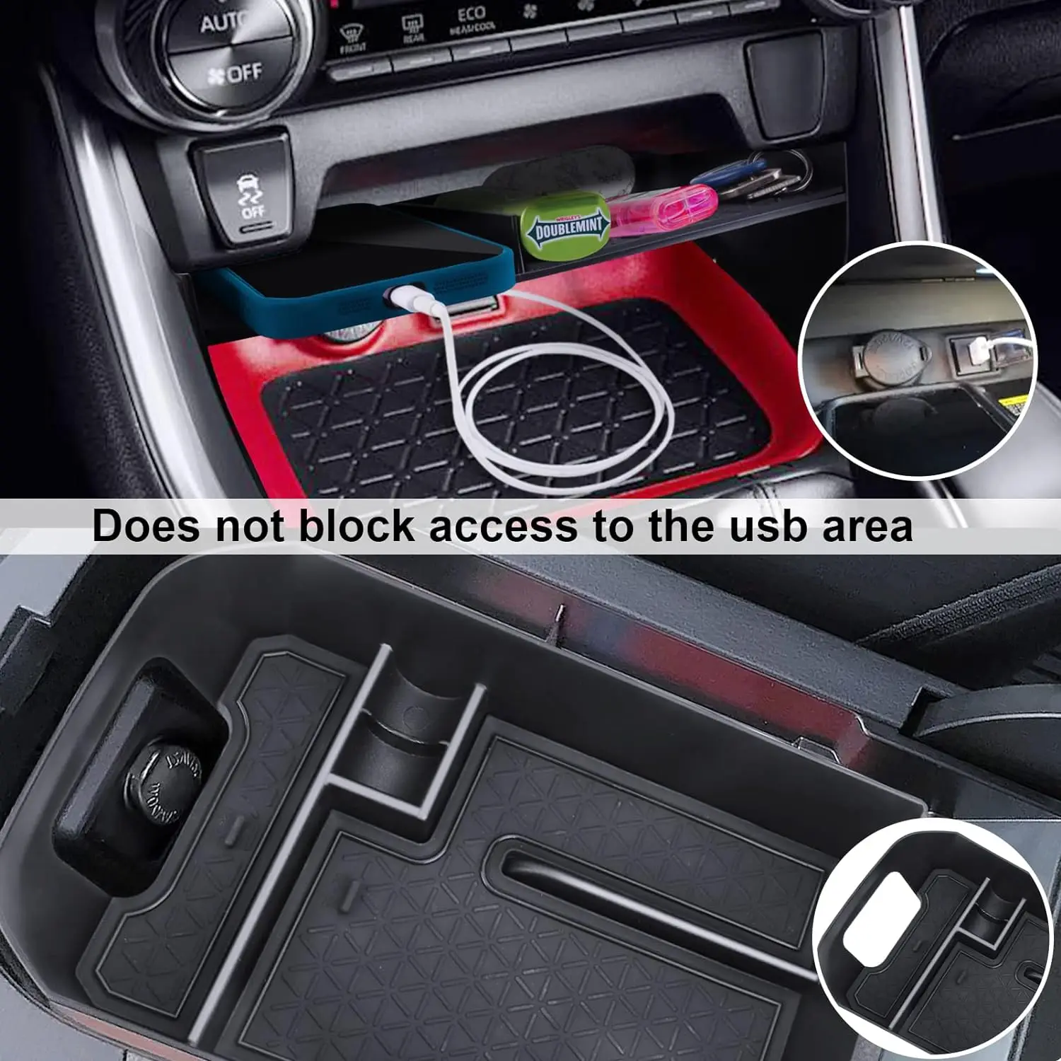 Center Console Organizer Compatible with Toyota RAV4 2024-2019 Interior Accessories Gear Shift Storage Tray Secondary Box