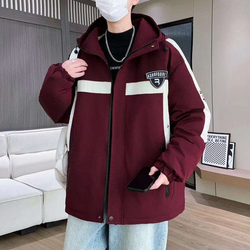 

Мужская свободная рабочая куртка на осень-зиму, новая модная брендовая модель в американском стиле, с декоративной молнией, из полиэстера, молодежная.