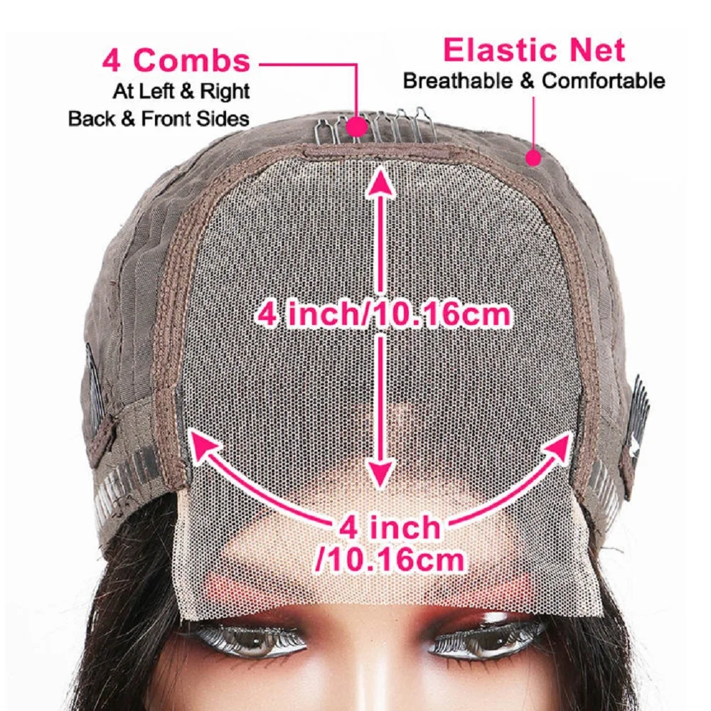 Peruca de cabelo humano onda profunda para mulheres, pré arrancadas, molhadas e onduladas, sem cola, perucas de renda, encaracoladas, 100% cabelo humano