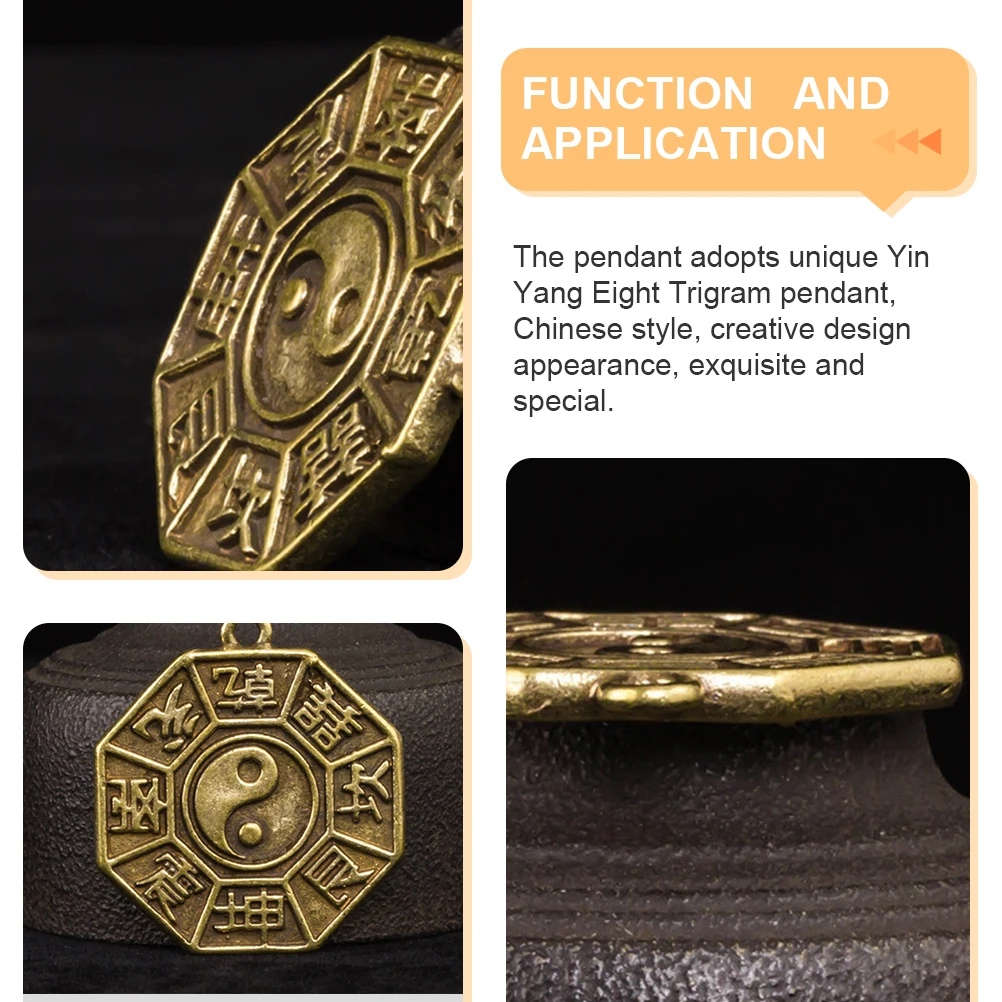 

4pcs Brass Bagua Pendant Chinese Style Vintage Keychain DIY Tai Chi Amulet Eight Diagrams Necklace Accessories Jewelry