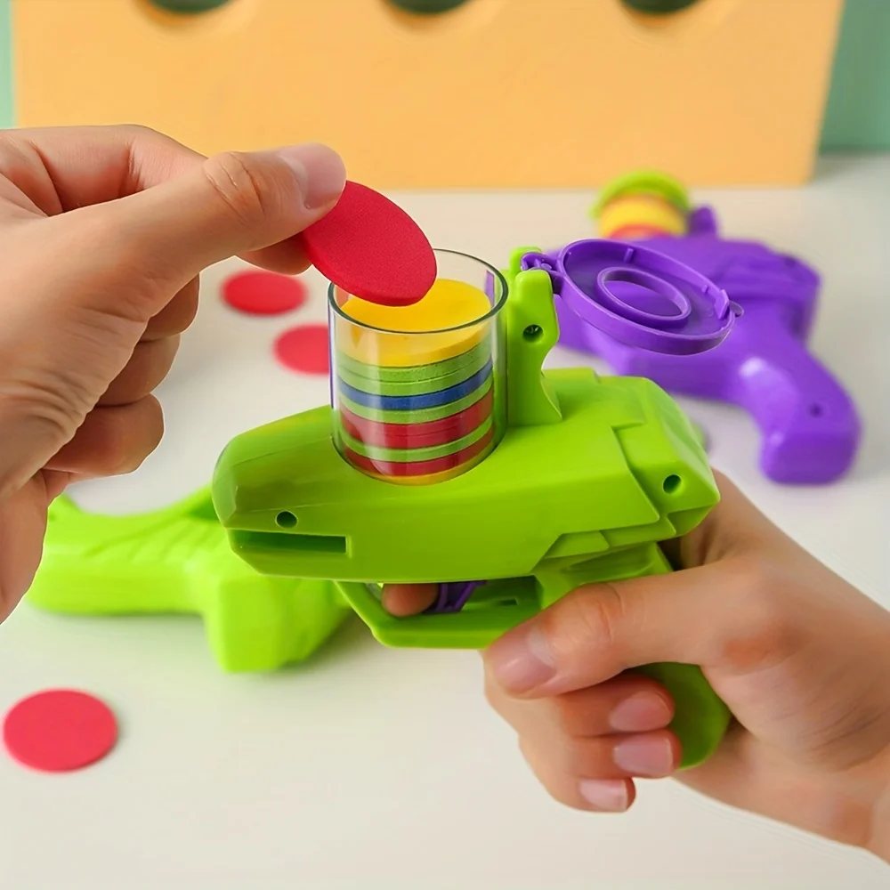 1 ensemble de jouets de lanceur de disque en mousse colorée-jeu de soucoupe volante portable avec matériau ABS Durable, aucune batterie nécessaire