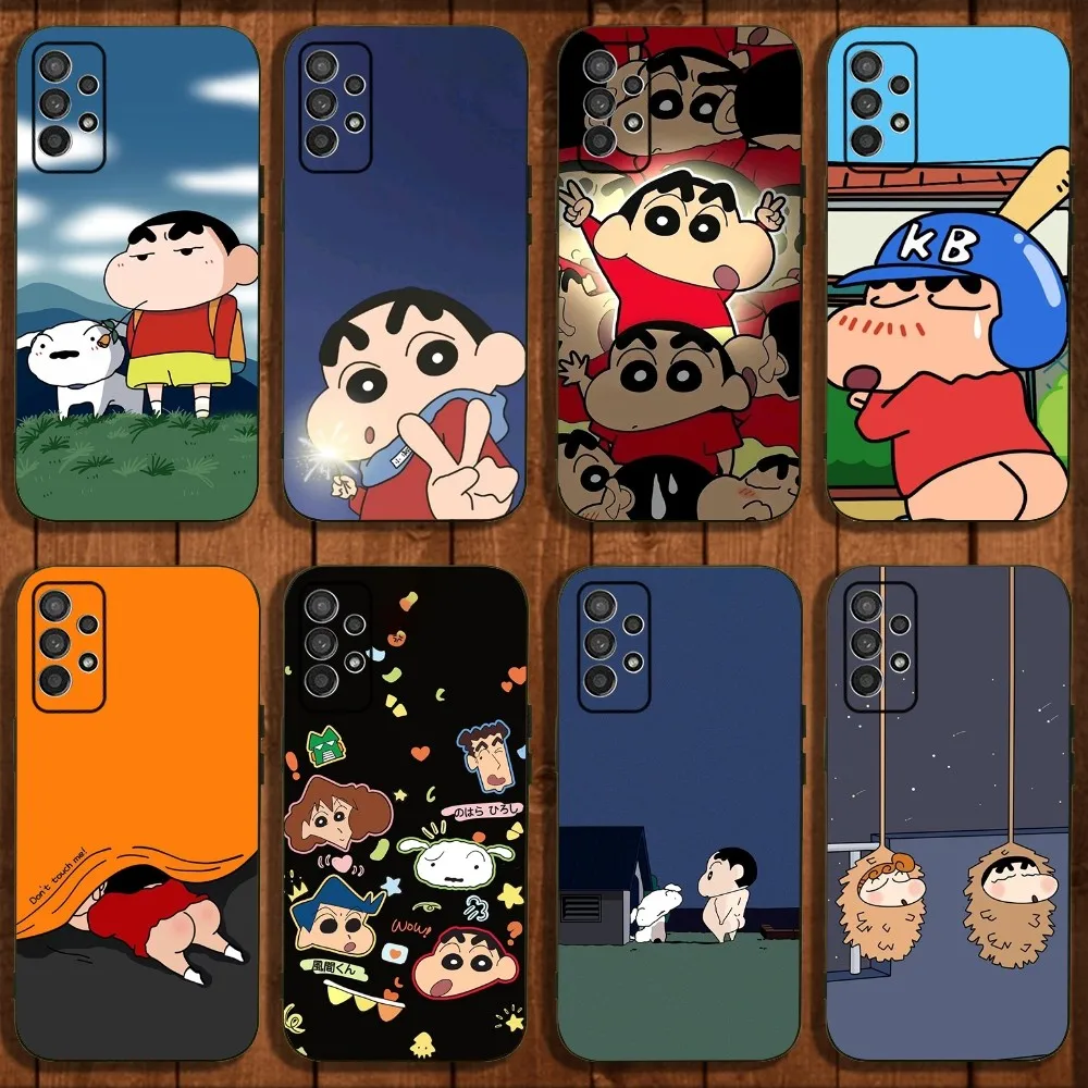 Cartoon C-Crayon S-Shin Phone Case For Samsung Galaxy A13,A21s,A22,A31,A32,A52,A53,A71,A80,A91 Soft Black Cover