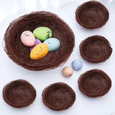 

10Pcs Thread Birds Nest Artificial Rattan Vine Nest for Easter Decor DIY Bird Egg Ornament Garden Wedding Home Decoration Craft