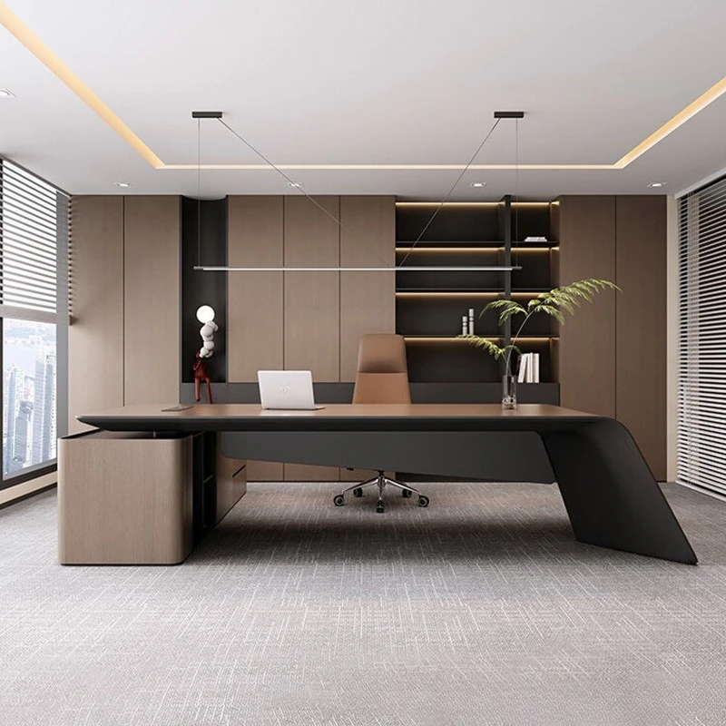 Boss Desk, Light Luxury, High-end Office, General Manager, Big Desk 2027 New President Desk And Chair Combination