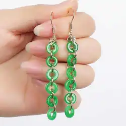 Beautiful Natural Green Jade 925 Silver Hook Earrings Mother's Day Halloween FOOL'S DAY Classic Beautiful Christmas Hook Women