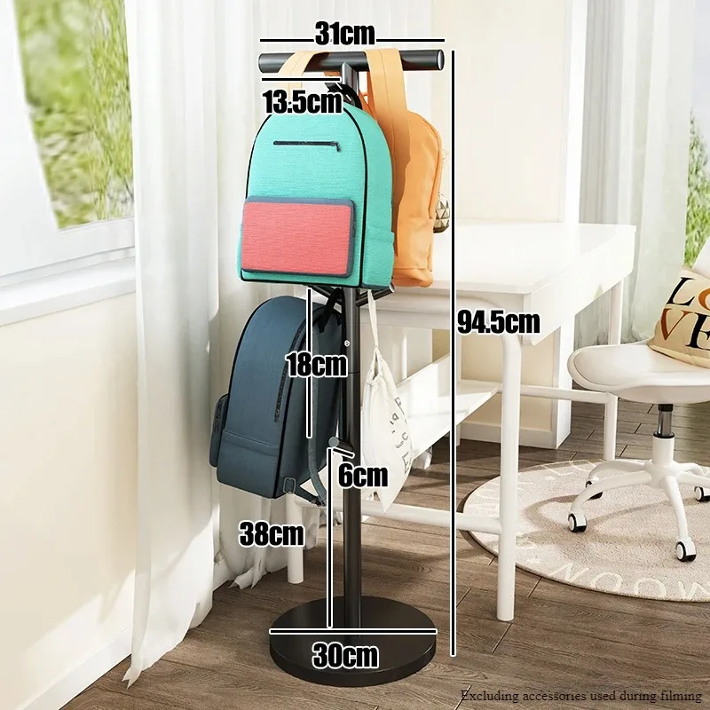 BookBag Storage Rack Household Floor Standing Coat Rack Clothes and Hats Rack Move Hat Scarf Handbag Storage Organizer