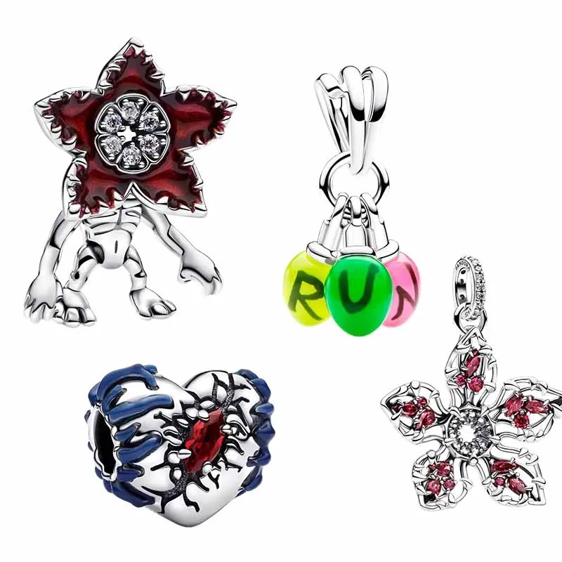 ! ! ¡Nuevo Amuleto de Flor Monstruo Rojo Compatible con Pulsera Original de Plata de Ley 925, Abalorio para Hacer Joyas de Alta Gama para Mujer, Regalo! !