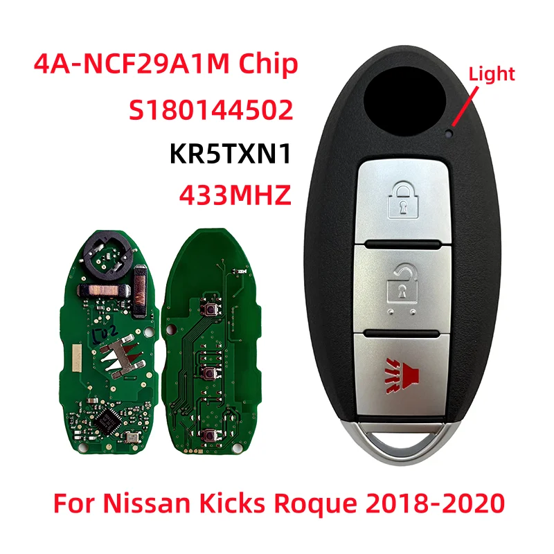 S180144502 Voor Nissan Kicks Rogue Sport 2018 2020 Afstandsbediening Slimme Autosleutel 3 Knoppen Fob 433Mhz 4A Schip NCF29A1M 285E3-5RA0A KR5TXN1