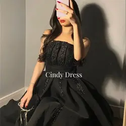 CustomizedOff the Shoulders A-line Black Shiny Long Evening Party Dresses for Formal Occasions Royal Engagement Dress Ball Gowns