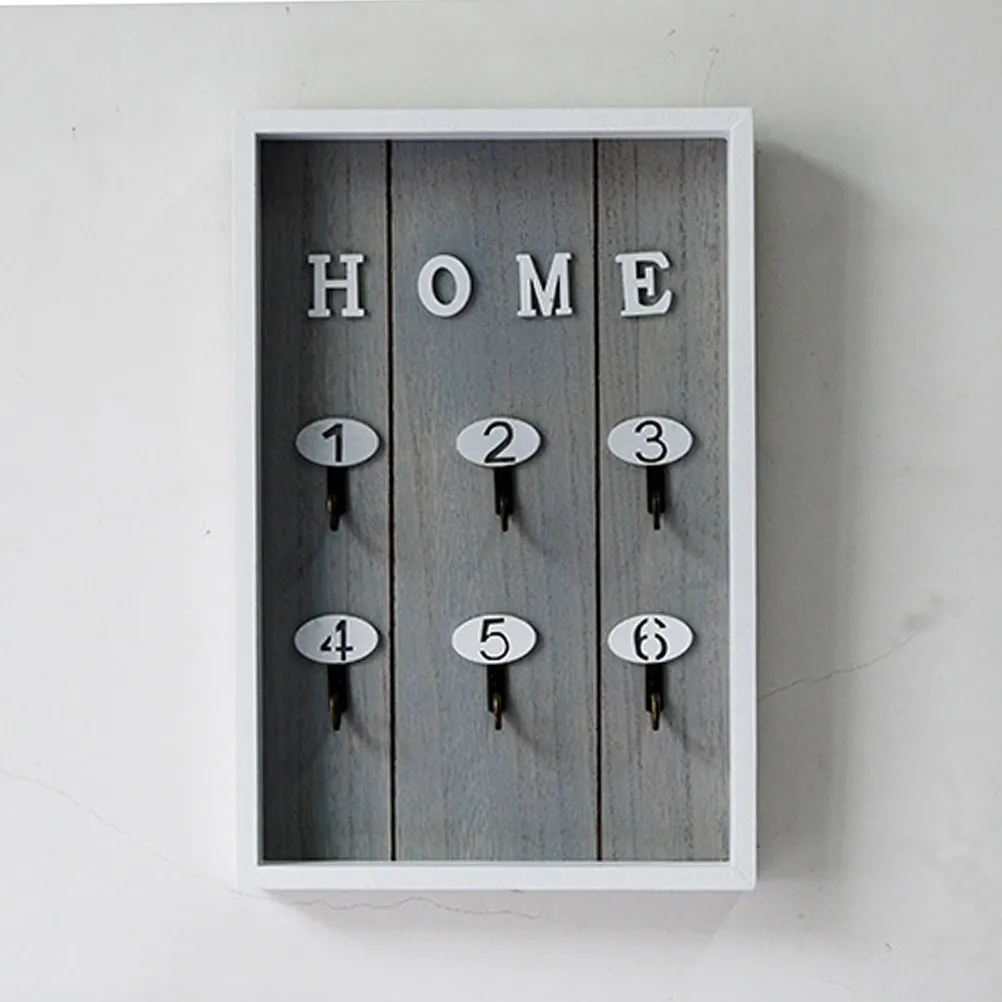 Wooden Key Organizer Rack Nordic Style Grey Solid Wood Wall Mounted Multi-Hook Entryway Decor for Keys Jewelry Hats