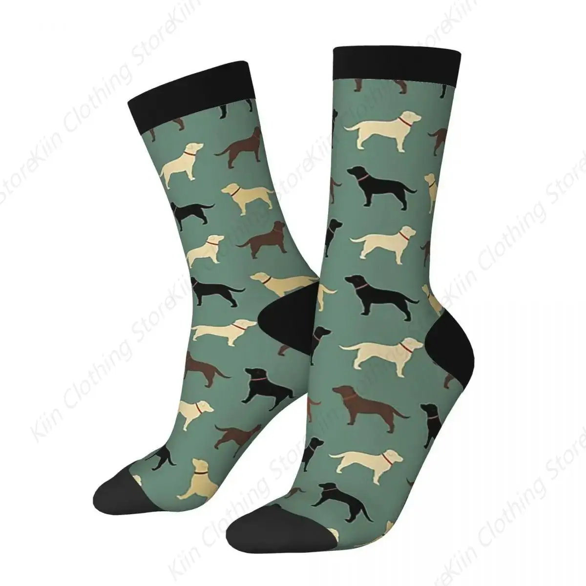 Chaussettes à motif SilhouUP de chien Labrador Retriever pour hommes et femmes, chaussettes longues toutes saisons, bas de haute qualité, cadeau d'anniversaire