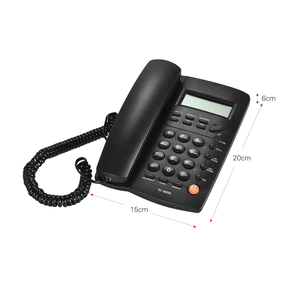 Desktop Corded Telephone Phone with LCD Display Caller ID Volume Adjustable Calculator Alarm Clock for House Home Office Hotel