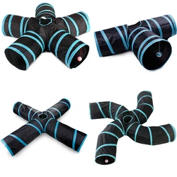 Túnel de juegos para gatos, tubo plegable con agujeros perfecto para cachorros y conejos, juguete divertido para mascotas ideal para interiores, 2/3/4/5 vías