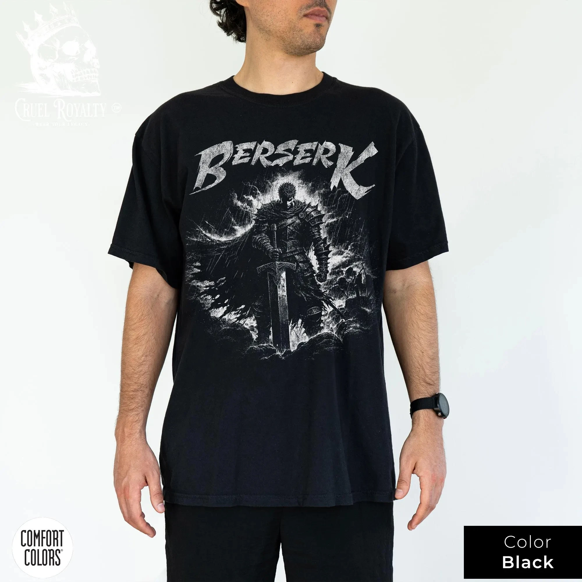 

Винтажная футболка Berserk Armor Design, темная фантазийная футболка, подарок в стиле аниме, одежда унисекс с графикой, удобная цветная рубашка, детская мода