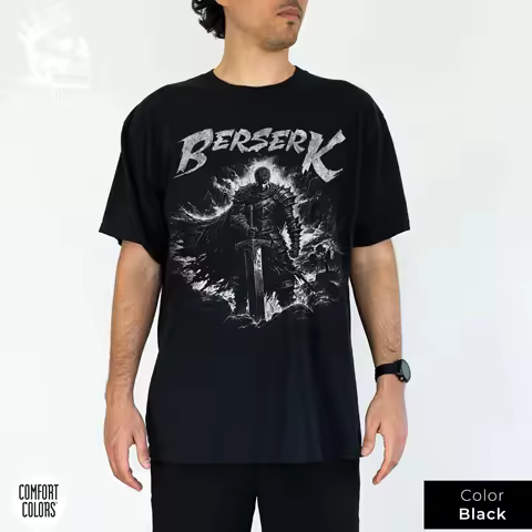 Vintage Berserk Armor Design Tee Dark Fantasy T-shirt Anime Gift Guts Graphic Unisex Clothing Comfort Colors Shirt Kids Fashion
