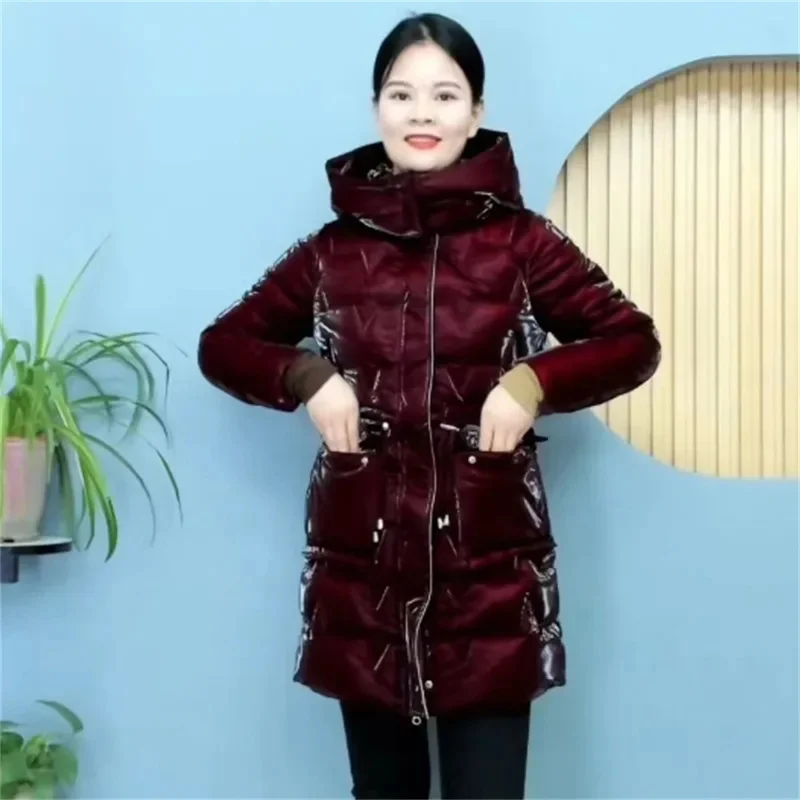 6XL Down Cotton Coat Women 2023 Korean Cotton Coat For Women Winter Thick Warm Long Thick Colorful Outwear Hooded Coat Lace-Up