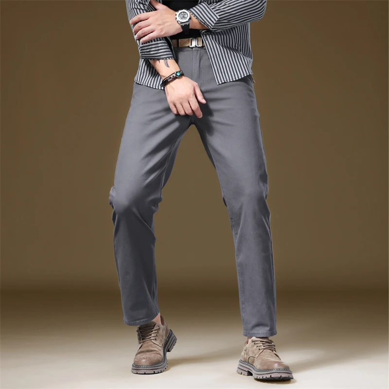 97% Cotton Men's Brand Casual Pants Solid Color Fashion Korean Business Trousers Office Work Comfortable Designer Clothes Male