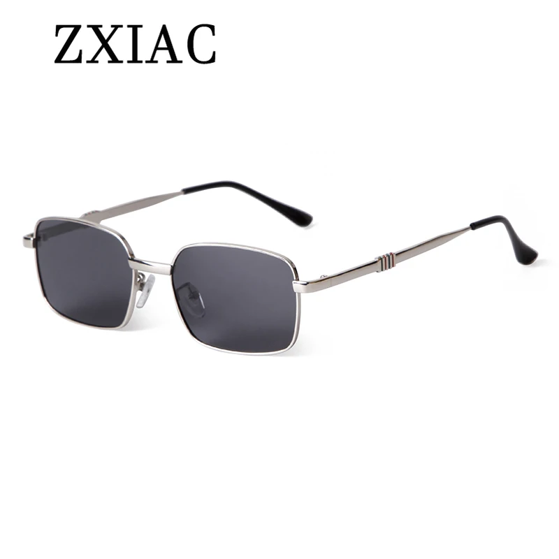 ZXIAC العصرية المعادن مستطيل الإطار النظارات الشمسية النساء Steampunk خمر رمادي عدسة نظارات شمسية للرجال نظارات ظلال Gafas دي سول