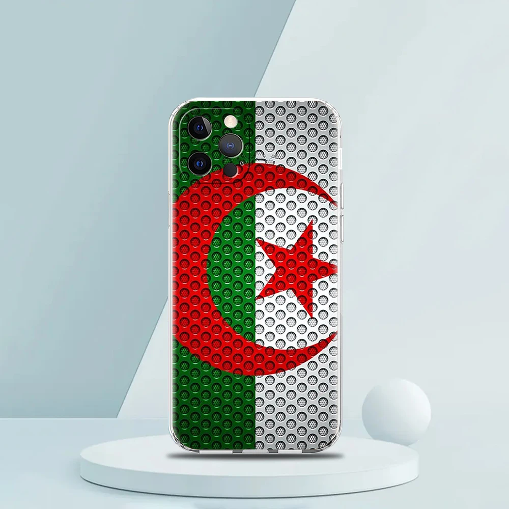 Bandiera Algeria custodia trasparente per telefono custodia per iPhone 16 15 14 13 12 11 Pro Max XS Max 16 7 8 Plus custodia morbida antiurto TPU