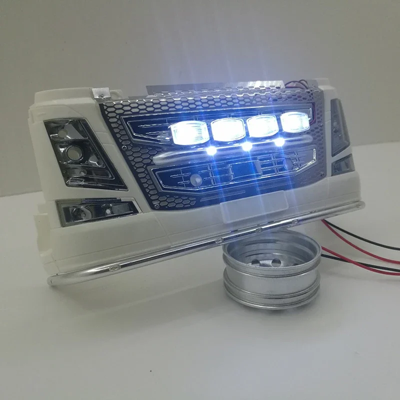 LED Simulation Air Intake Cover Square Lantern Headlight for 1/14 Tamiya RC Truck Scania Volvo Diy Parts