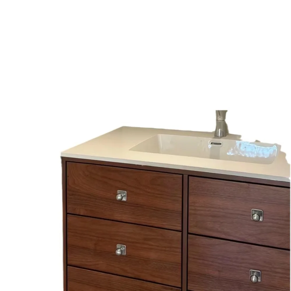 Antique style solid wood bathroom cabinet combination toilet washbasin sink sink rock slab wall-mounted bathroom cabinet