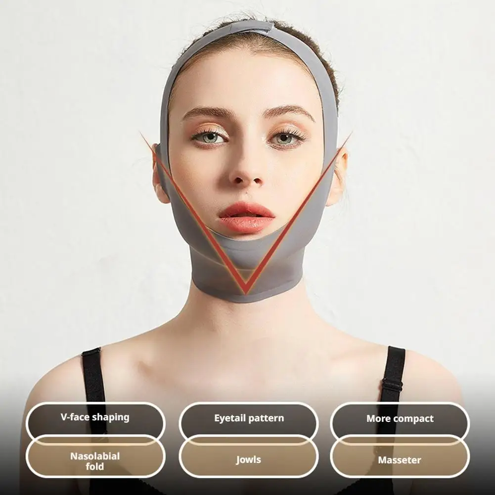 Máscara Facial Reafirmante en Forma de V, Correa Adelgazante Facial, Vendaje Adelgazante para Mentón y Mejillas, Banda Reutilizable para Contorno Facial, Herramienta para Esculpir la Piel