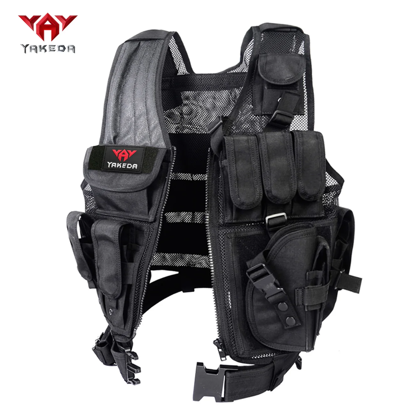 YAKEDA High Strength Wear-Resistant Tear-Resistant Mesh Breathable Hunting Vest Double-Layer Tear-Resistant Fabric